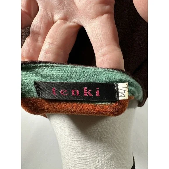 UK Tenki Fall Multi-Colored Tunic Dress Style Soft Knit Size M/L Short Sleeves - Picture 5 of 8